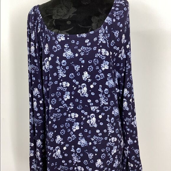 Lane Bryant Plus Blue Blouson Sleeve Square Neck Top - Picture 7 of 15